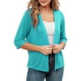 thumbnail image 2 of Lixiuxyad Womens Open Front Cardigan Women's Lightweight Cardigan Elegant Sun Knit Sweater Soft Loose Fit Casual Cover Up Outerwear Comfortable Stretchy Sleeve,Green, 2 of 5