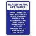 thumbnail image 1 of Help Keep The Pool Area Beautiful Sign, Pool Sign,, 1 of 1