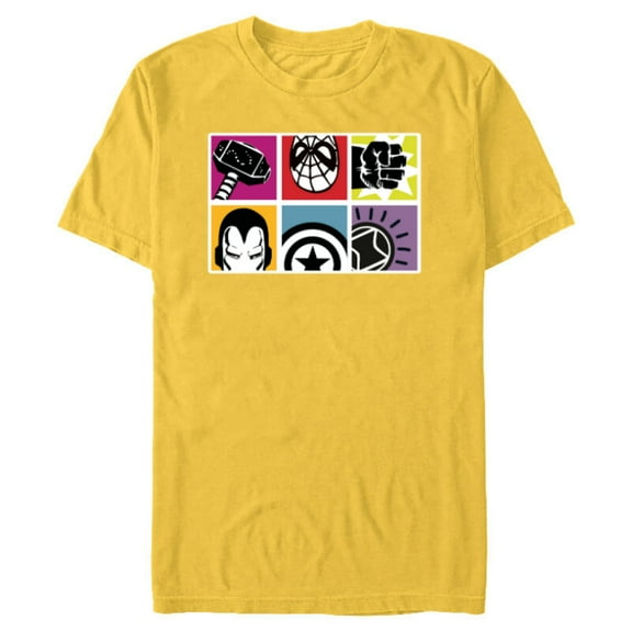 Marvel Avengers Spider-Man Super Hero Masks and Icons Retro - Short Sleeve Blended T-Shirt for Adults - Customized-Yellow