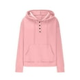 thumbnail image 3 of fatyb Womens Hooded Sweatshirts with Pocket Button Collar Textured Hoodies Long Sleeve Casual Pullover, 3 of 6