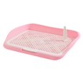 thumbnail image 4 of Poste extraíble para inodoro para perros, bandeja para ir al baño desmontable antisalpicaduras, bandeja para ir al baño para cachorros al aire libre, Valla mediana rosa, 4 of 9