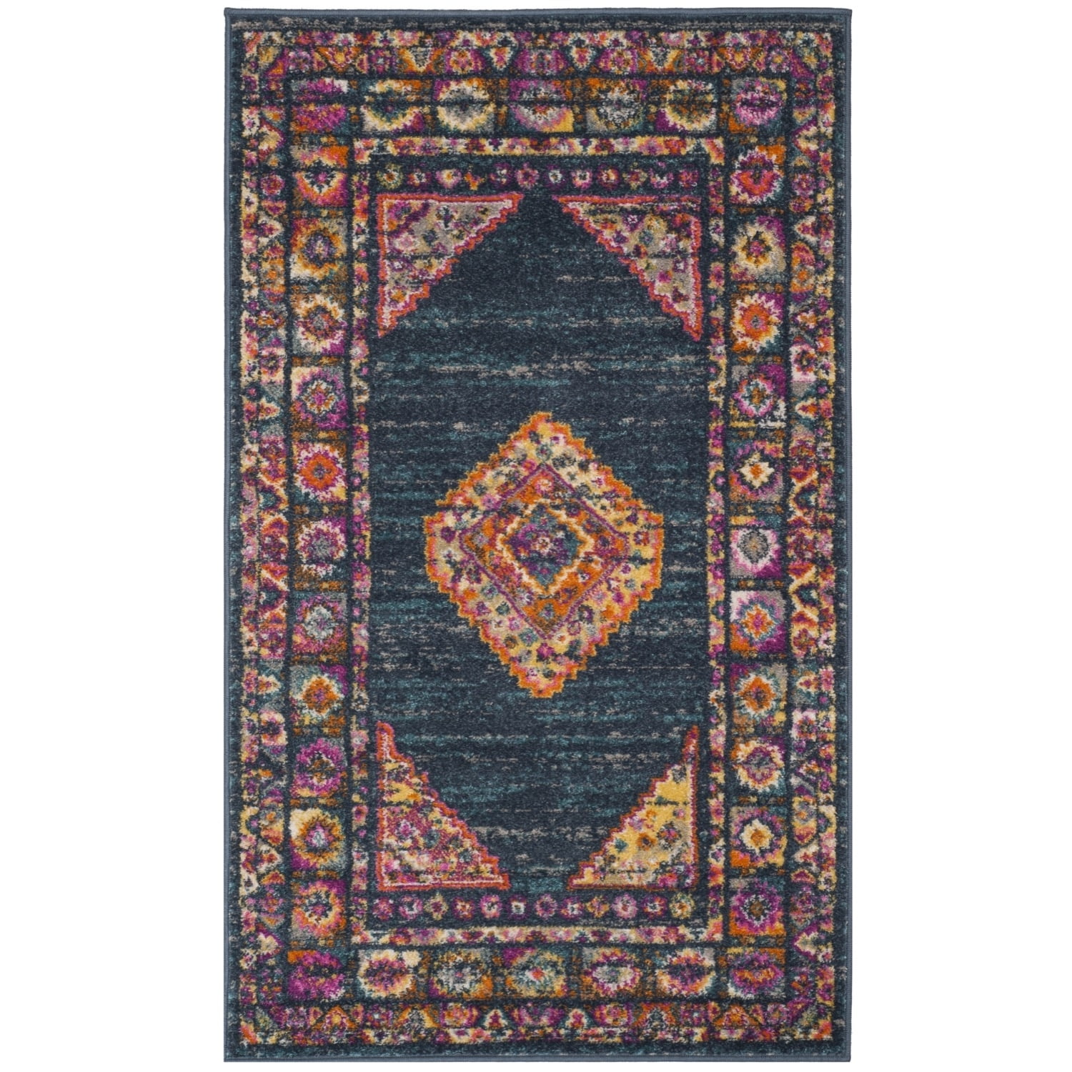 SAFAVIEH Madison Emmet Traditional Runner Rug, Blue/Fuchsia, 2'3" x 12'
