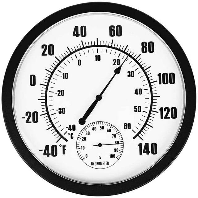 Termómetro higrómetro redondo para colgar en la pared, indicador para interiores y exteriores, reloj para jardinería, industria, laboratorio, fábrica, farmacia, diámetro 25 cm