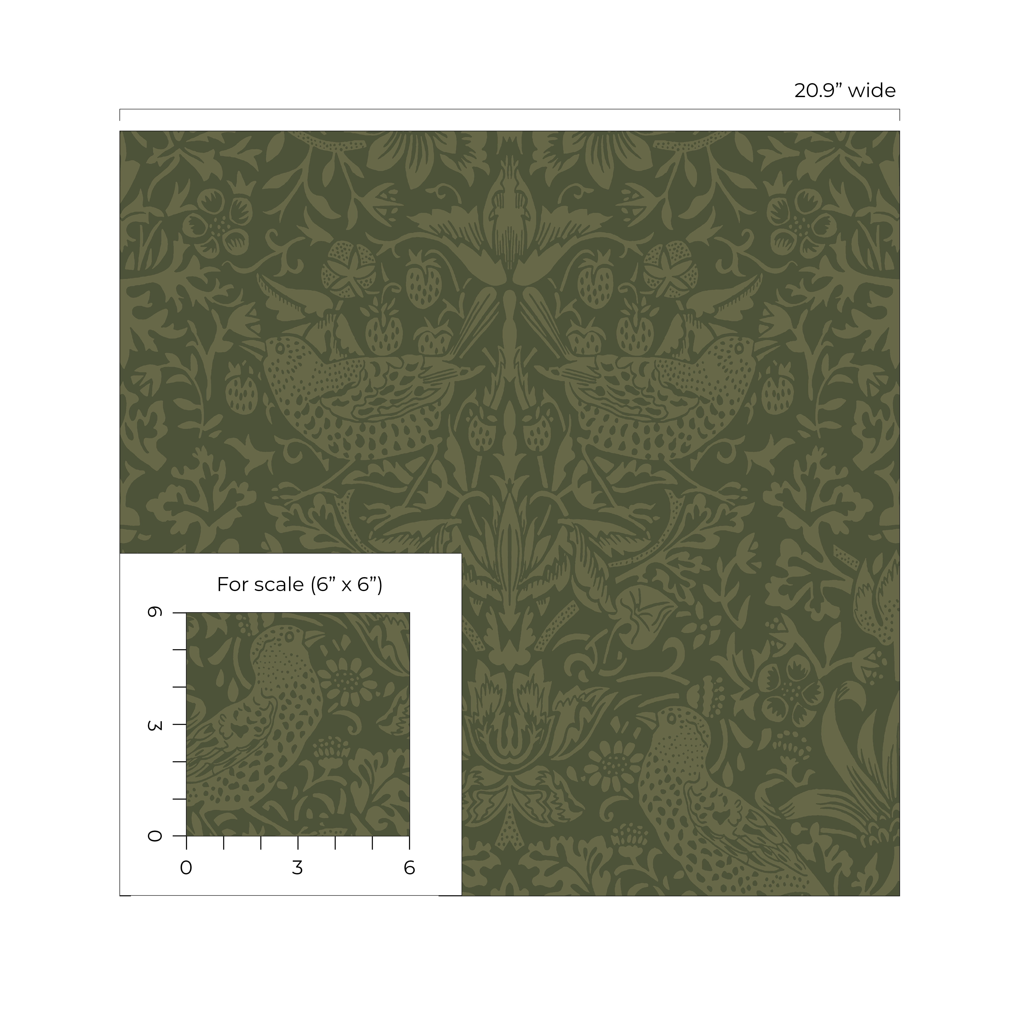 NextWall Moss Green Tonal Bird Garden Peel and Stick Wallpaper