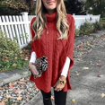 thumbnail image 2 of Duoif Sweaters for Women Trendy Women's Fashion Turtleneck Solid Color Sweater Loose Pullover Shawl Sweater Women's Sweaters Womens Tops Red XXXL, 2 of 5