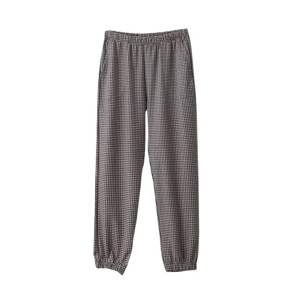 Amzcrzy Women's Pants Fashion Cozy Plaid Pajama Pants Elastic Waist Baggy Casual Pants Elastic Bottom Pajama Pants with Pockets