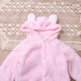 thumbnail image 3 of vdgthytj Newborn Boys Girls Fuzzy Jumpsuits Long Sleeve Winter Warm Cute Ears Loungewear Sleepwear Footed Rompers(6-9 Month,Pink), 3 of 5