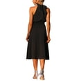 thumbnail image 3 of INSPIRE CHIC Women's Halter Neck Tie Back Summer Flowy Sleeveless Cocktail Midi Dress S Black, 3 of 6