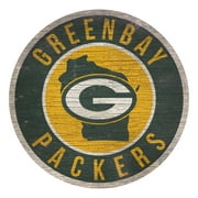 Green Bay Packers Sign Wood 12 Inch Round State Design