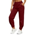 thumbnail image 2 of Gamivast Women's High Waisted Jogger Sweatpants Casual Cuffed Track Pants with Pockets Drawstring Elastic Waist Athletic Workout Lounge Trousers for Running Gym Wine XXL, 2 of 8