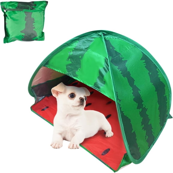 Lantuu Dog Beach Tent Sun Shelter, 1 Pack Watermelon Portable Sun Shelter Automatic Pop-up Beach Tent Mini Dog Cat Tent Pet Protection for Indoor and Outdoor