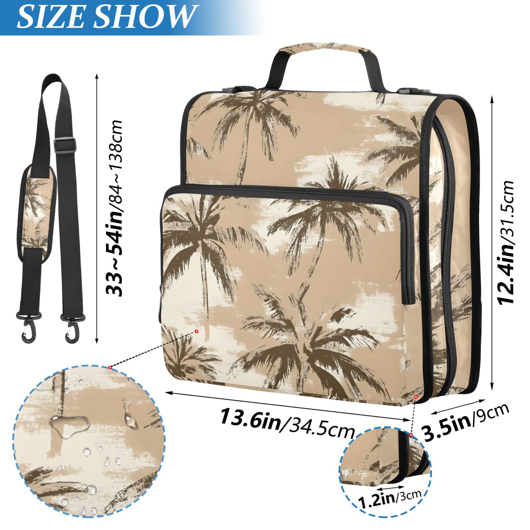 ALAZA Zipper Binder Retro Palm Tree Pattern 3 Ring Trapper Keeper File Folder Organizer Bag
