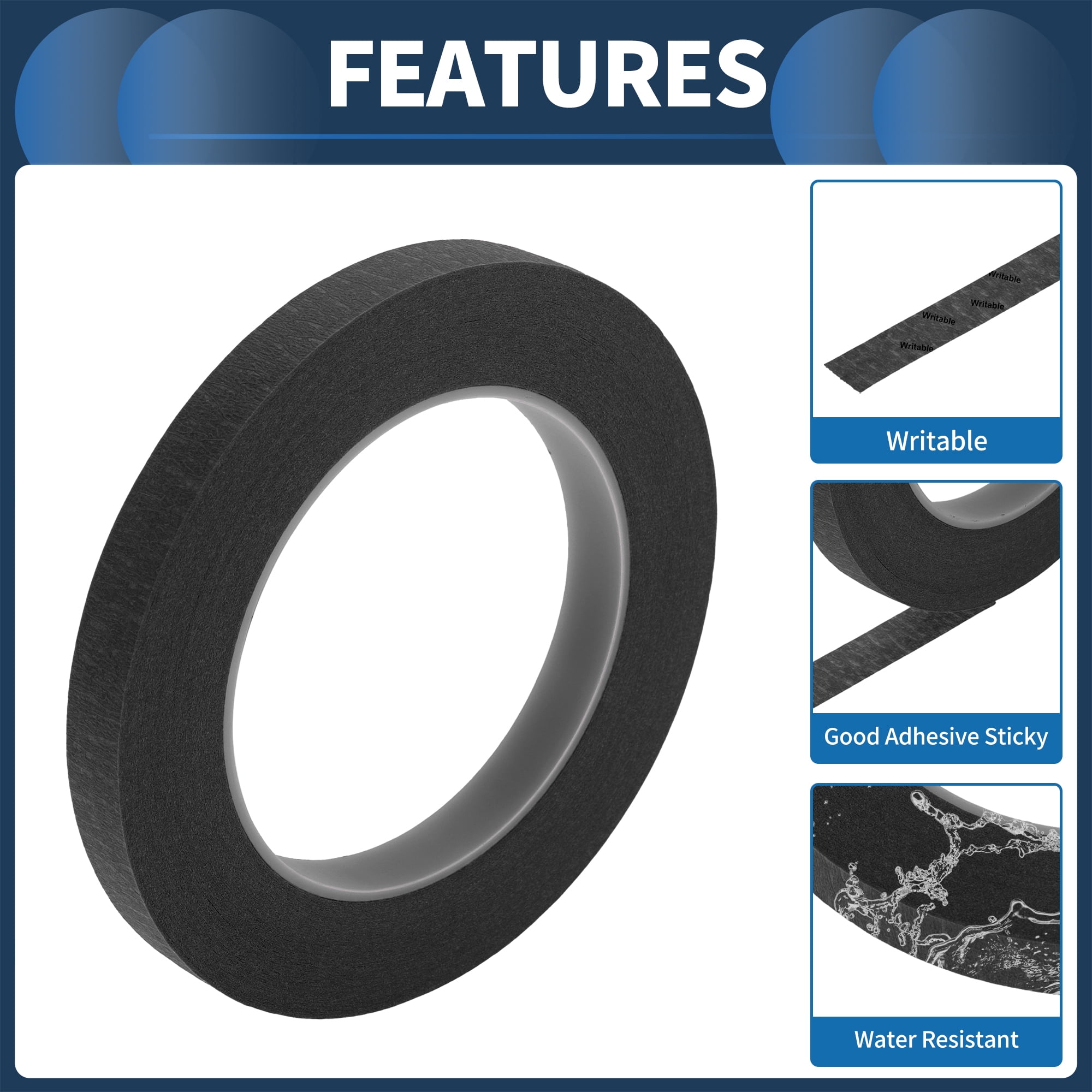 Unique Bargains Masking Tape for DIY Car Auto Paint Black 0.5 Inches x 32.8 Yards