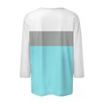 thumbnail image 5 of Jinhomg 3/4 Sleeve Button Down Shirt for Women Trendy Color Block Crew Neck Tees Casual Loose Holiday Wear Fall Giving Blue XXL, 5 of 6