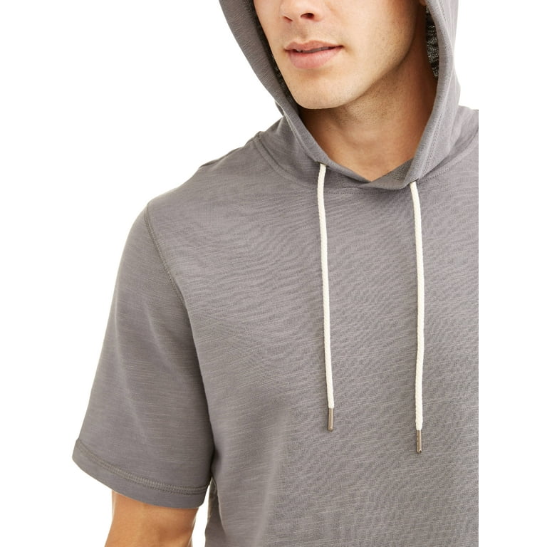 Men s Short Sleeve Elongated Slub Hoodie Up To Size 3Xl Walmart