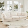 thumbnail image 5 of Slipcovered Sofa Couch, Modern 3 Seater Sofa with Suppleness Armrests, Chenille Fleece Deep Seat Sofa with Soft Multiple Big Pillows, Comfy Couch for Living Room, Apartment, Chenille Fabric, Cream, 5 of 9