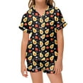 thumbnail image 2 of Toddler Boys Silk Pajamas Set Fruit Print 2 Piece Short Sleeve Button Down Nightwear with Shorts Set Girls Summer Fall Clothes Cute Clothes for Girls 2-3 Years, 2 of 4