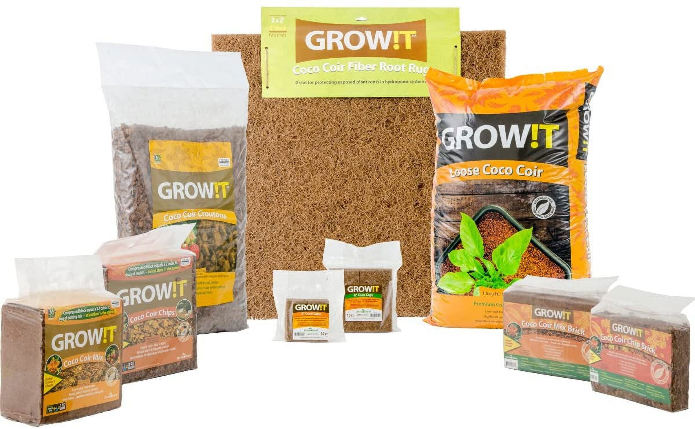 GROW!T JSCPB - Coco Coir Mix Brick (Pack of 3), Brown - Protects Plants All Year Long, Free from Pathogens and Seeds, Alternative to Potting Soil, Perfect for indoor or outdoor usage