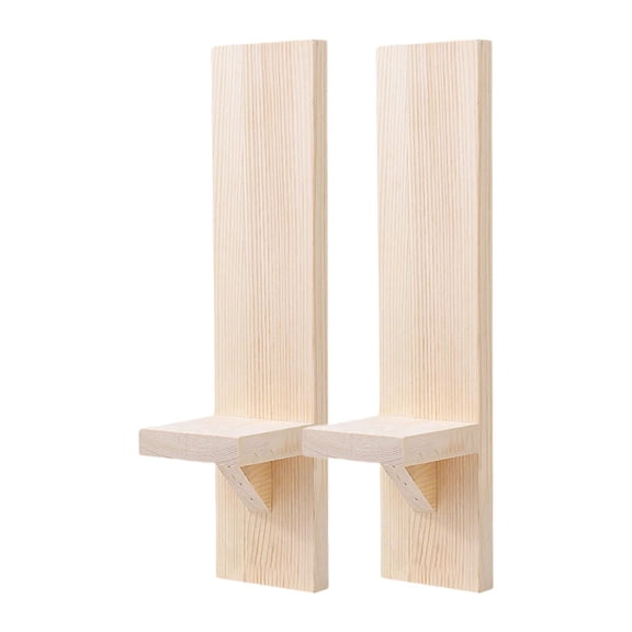 yotijay 2 Pieces Pillar Candle Sconce Wall Mount Candle Holder Racks for Dining Room Wood Color