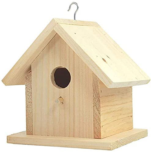 Unfinished Birdhouse to Paint for Birdwatching with Perch for Finches Canary 