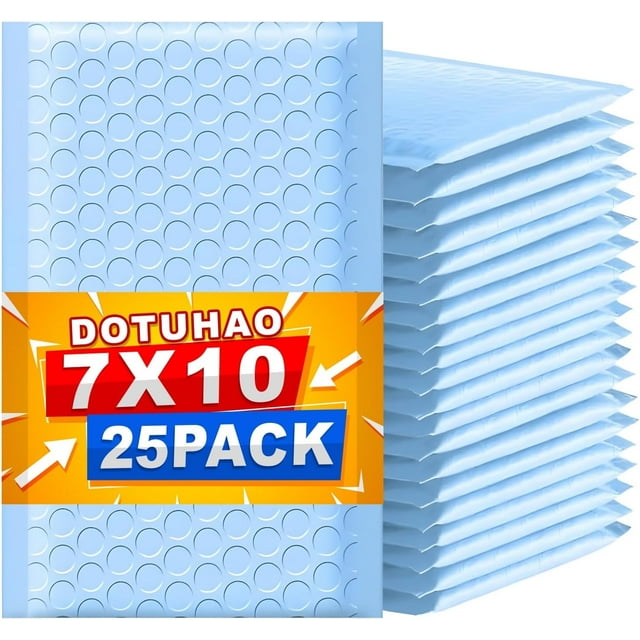 Bubble Mailers - 7X 10 Inch Padded Envelopes, Blue Mailing Envelopes Bubble Padded, Bubble Envelopes, Padded Envelopes for Clothes Makeup Supplies (25Pack)