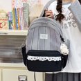 thumbnail image 4 of Plaid Patchwork Backpack, Lace Trim School Backpack with Side Bowknots, Spacious Bag with Multi-Compartment for Travel Shopping (Black), 4 of 7