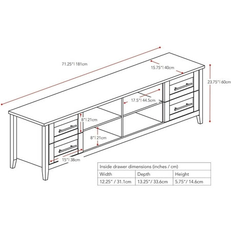 CorLiving - Jackson Wooden Extra Wide TV Stand, for TVs up to 85" - Black Wood Grain