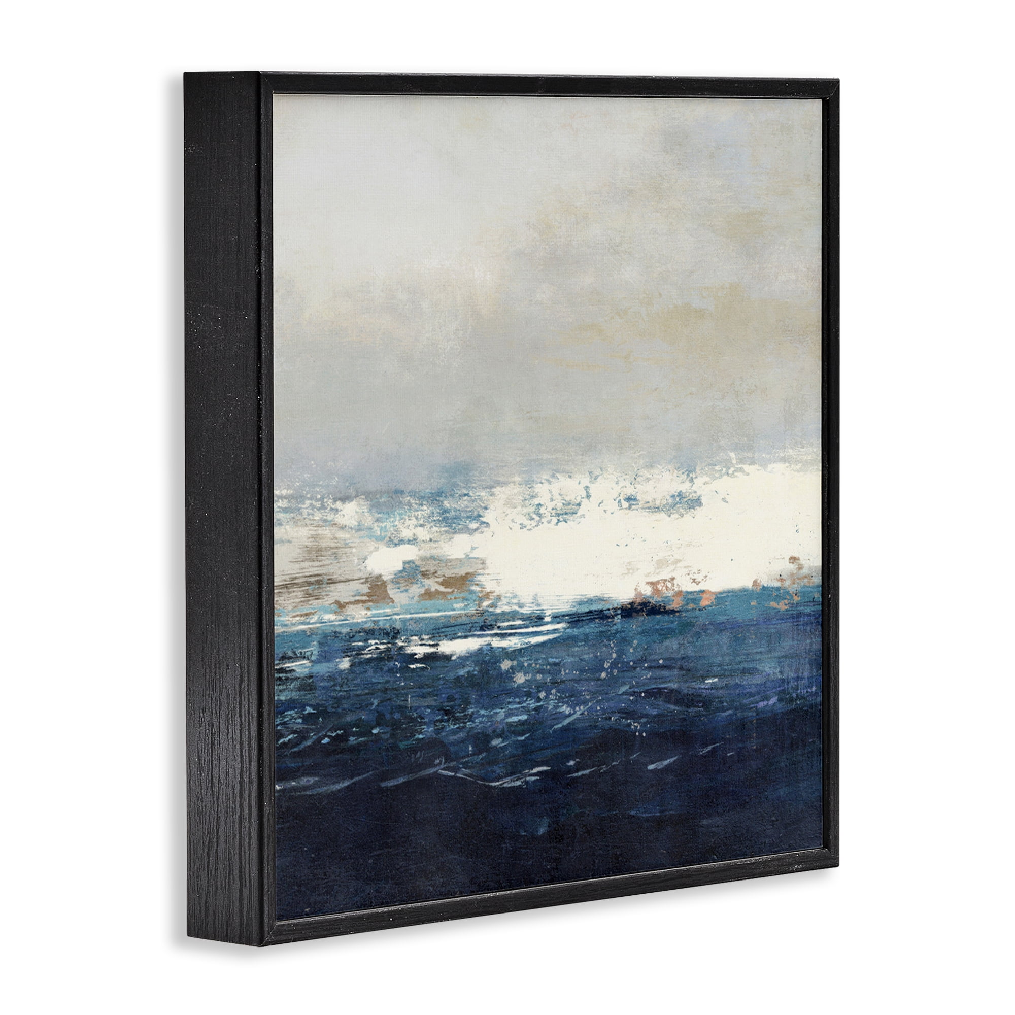 Stupell Industries Abstract Ocean Tide Abstract Painting Black Framed Art Print Wall Art, 12 x 12