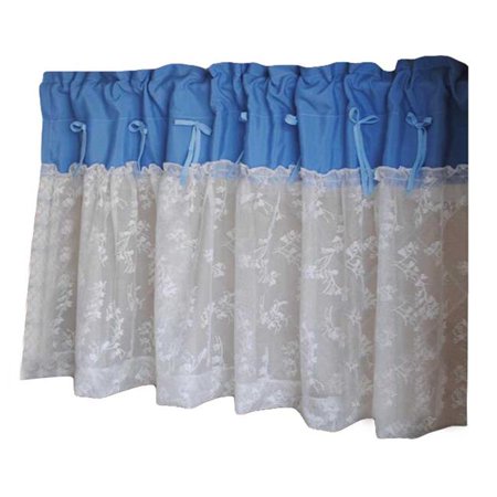 Panda Superstore PS-HOM3736141-DORIS02089 Blue & Lace - Short Kitchen Curtain Half Window Curtain Cafe Curtain Tier Curtain