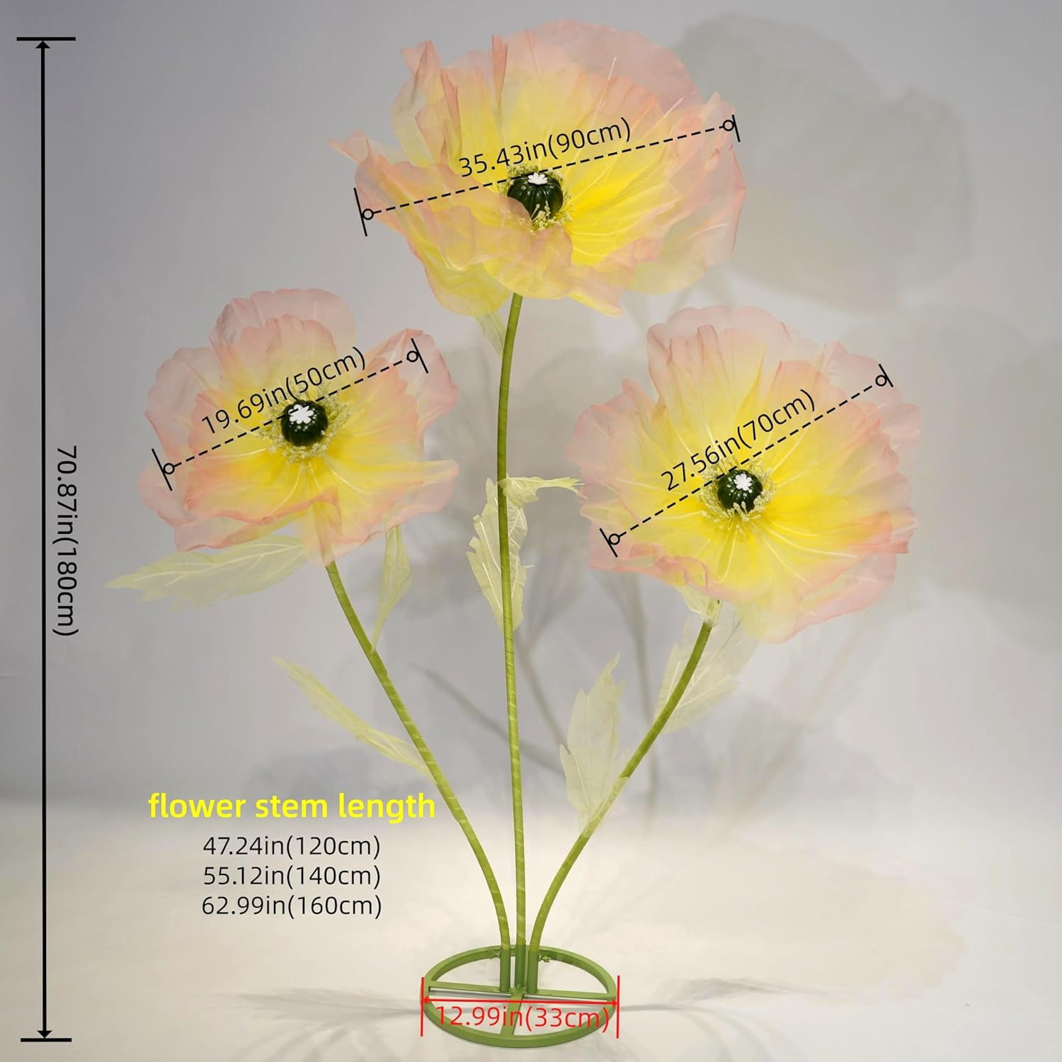 Silk Artificial Flowers, Tall Decorative Faux Stems for Home Decor, Wedding Centerpieces, Living Room Styling, Table Arrangements & Event Decorations (Yellow-Pink)