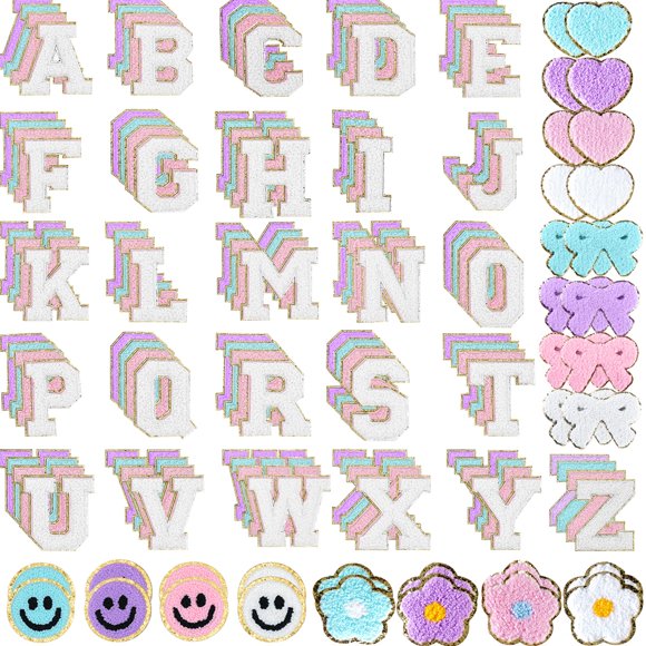 Parche adhesivo GAMYPET de letras de chenilla, 136 piezas para DIY