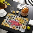 thumbnail image 3 of Spring Sunflowers Placemats Set of 6, Car Farm Plaid Country Retro Art Placemats for Dining Table, Place Mats for Kitchen Tabletop, Waterproof Wipeable Dining Table Mats Set, 3 of 9