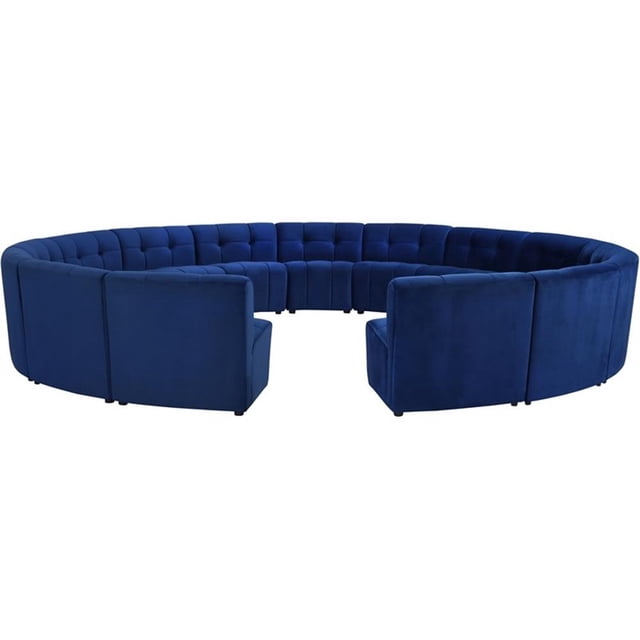 Meridian Furniture Limitless Navy Velvet Modular 15 Piece Sectional