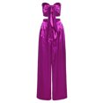 thumbnail image 4 of TRKIYQC Traje de pantalón de dos piezas para mujer, blusas de bandeau con lazo y escote corazón de color sólido y pantalones de pierna ancha TRKIYQC Vida cotidiana, 4 of 9