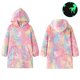 thumbnail image 1 of Albornoz con capucha de franela brillante y luminosa de unicornio, ropa de descanso para niños, manta luminosa para usar en el hogar, 1 of 6
