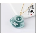 thumbnail image 2 of Natural Blue Jadeite Burmese Jade Maitreya Pendant Necklace Jewelry, 2 of 6