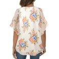 thumbnail image 4 of Fantaslook Womens Blouses Floral Ruffle 3/4 Sleeve Flowy Tops Mesh Dressy Blouses Tunic Shirts, 4 of 7