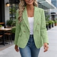 thumbnail image 2 of JGGSPWM Women's Tweed Blazers Business Casual Long Sleeve Double Breasted Jackets Open Front Work Suits Green L, 2 of 8