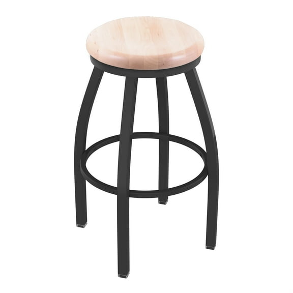 Holland Bar Stool Co Stationary 30 in. Bar Stool with Wood Seat - Black Wrinkle