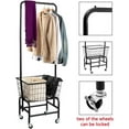 thumbnail image 3 of Laundry Cart with Clothes Rack, Rolling Laundry Butler with Wire Storage Rack，Black, 3 of 16