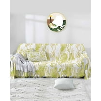 Sage Green Botanical Sofa Covers for 3 Cushion,Washable Couch Cover for Sectional Sofa Slipcovers,Painted Floral Pastoral Country French Leaves Loveseat Covers Futon Cover Throw Blanket 71x118