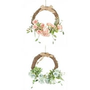 Angle View: 2 Pieces 13in Front Door Flower Wreath Garland for Outdoor Fireplace Decor