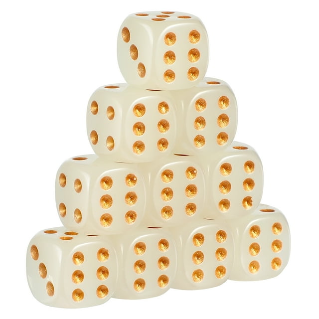 Miangastore Golden Acrylic Dice Set with Luminous Round Corner Design for Game Playing 10 Pcs