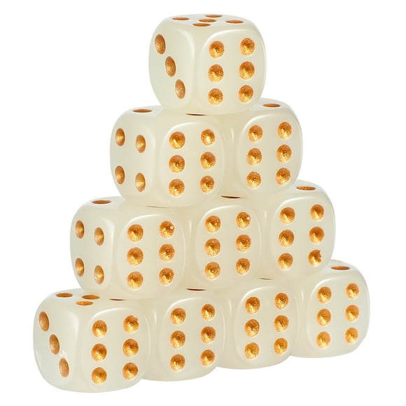 Miangastore Golden Acrylic Dice Set with Luminous Round Corner Design for Game Playing 10 Pcs