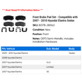 thumbnail image 2 of Front Brake Pad Set - Compatible with 2007 - 2010 Hyundai Elantra Sedan 2008 2009, 2 of 2