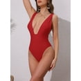 thumbnail image 2 of DARING DIVA Women's Deep V Plunge Monokini Backless Bikini Set X-Small Red, 2 of 6