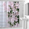 thumbnail image 4 of Pink White Flowers Fabric Shower Curtain Brick Wall Grain Washable Shower Curtains for Bathroom, Waterproof Bath Curtain with Hooks Home Decor 72x72in, 4 of 8
