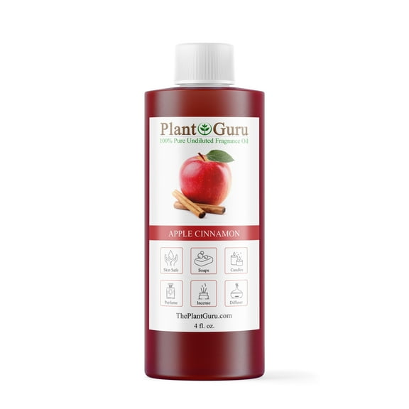 Apple Cinnamon Fragrance Oil 4 fl. oz. Scented Oil for DIY Soap Making, Candles, Bath Bombs, Body Butters. Used In Aromatherapy Diffusers, Burners and Warmers. Great Addition To Lotions and Creams.