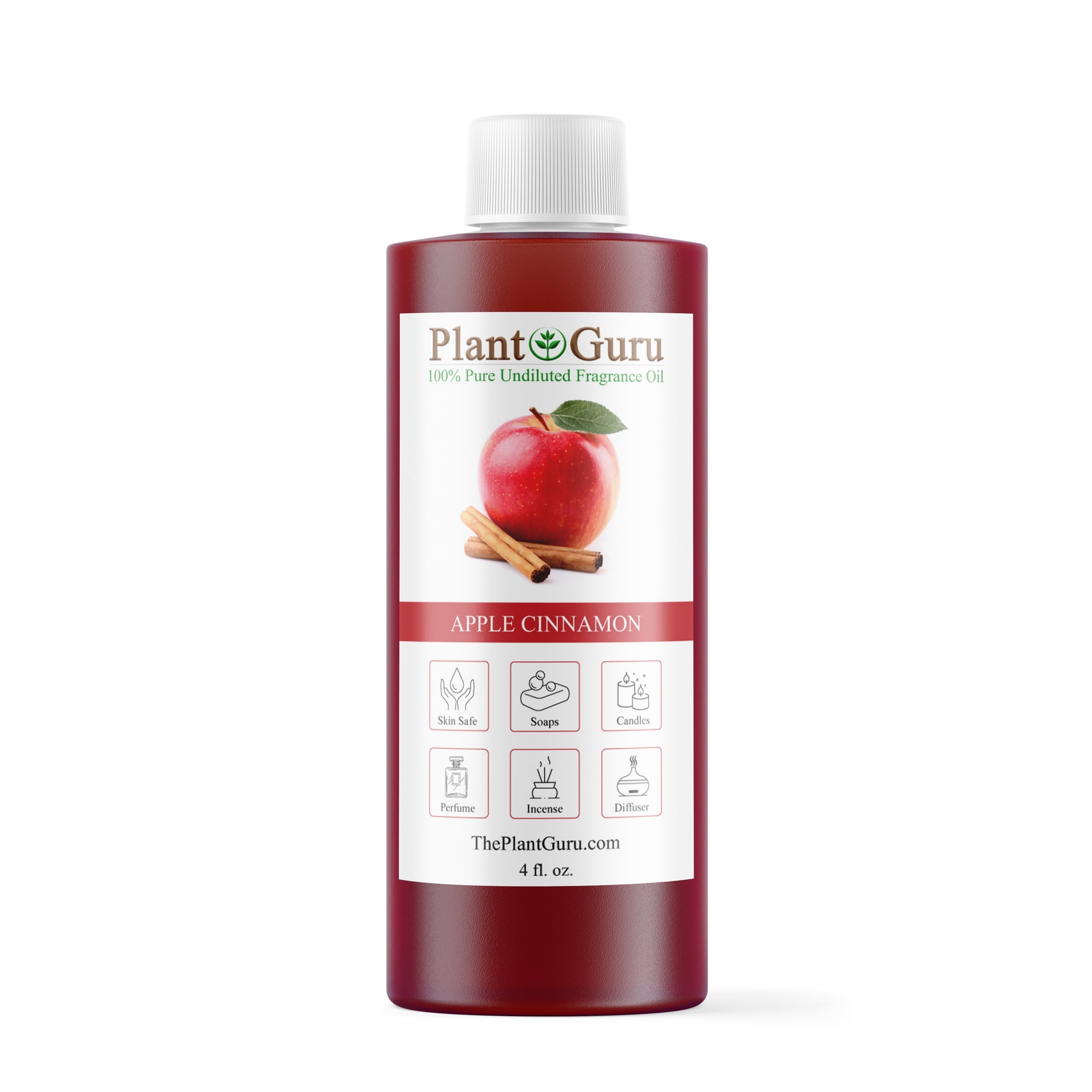 Apple Cinnamon Fragrance Oil 4 fl. oz. Scented Oil for DIY Soap Making  Candles  Bath Bombs  Body Butters. Used In Aromatherapy Diffusers  Burners and Warmers. Great Addition To Lotions and Creams.