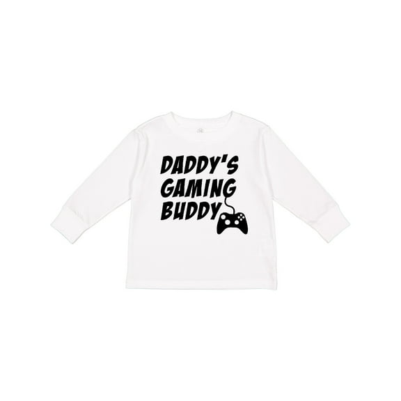 Inktastic Daddy's Gaming Buddy with Controller Boys or Girls Long Sleeve Toddler T-Shirt